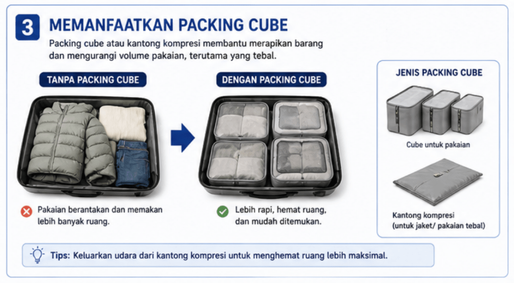 tips packing koper dengan packing cube